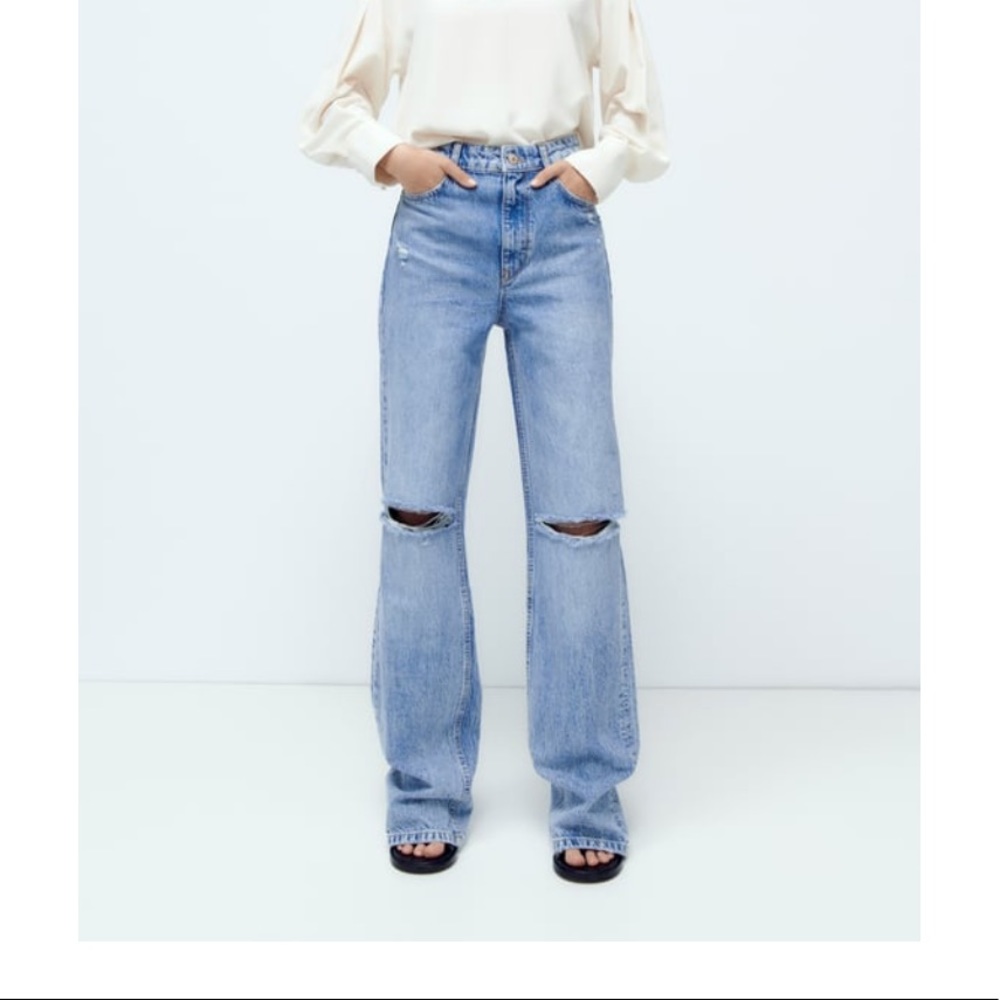 Zara Z1975 FULL LENGTH RIPPED JEANS